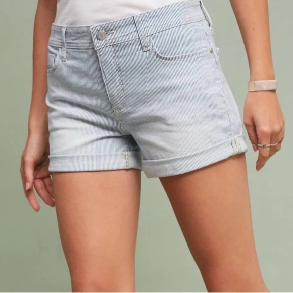 Pilcro Pants - Anthro x Pilcro Blue White Railroad Stripe Anthropologie Hypen Shorts Womens 30
